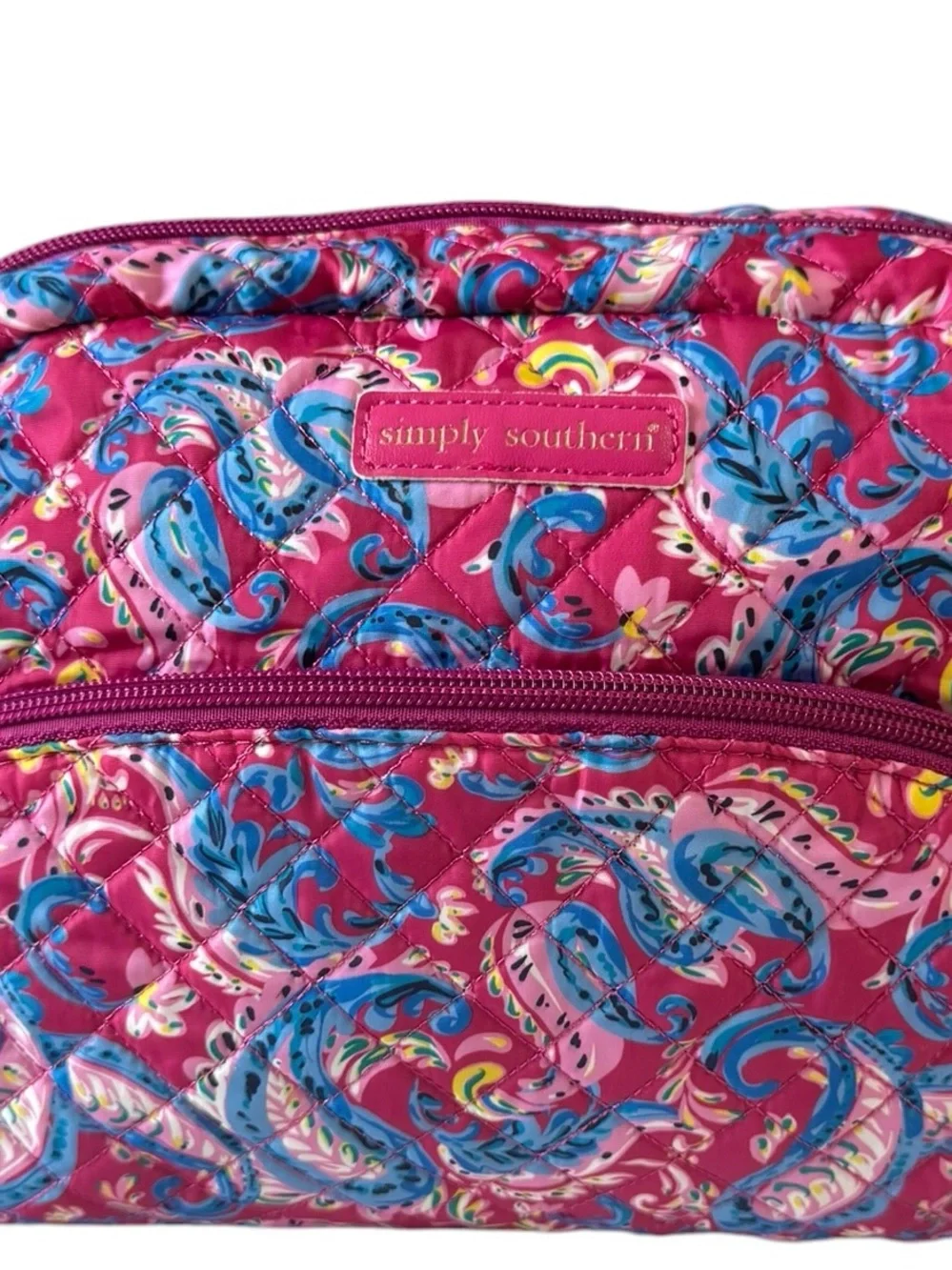 Simply Southern Large Cosmetic Bag Vacation Pink Paisley